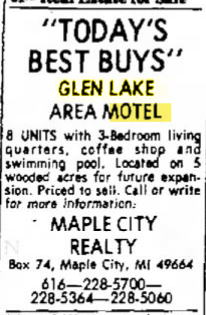 Glen Lake Motel - 1977 MAYBE FOR SALE